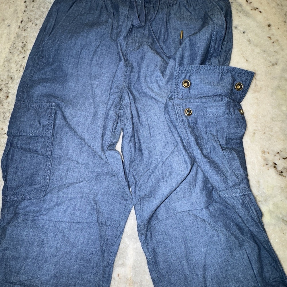 Polo Ralph Lauren Women XS 27" Navy Blue Drawstring Cargo Joggers Preppy Classic